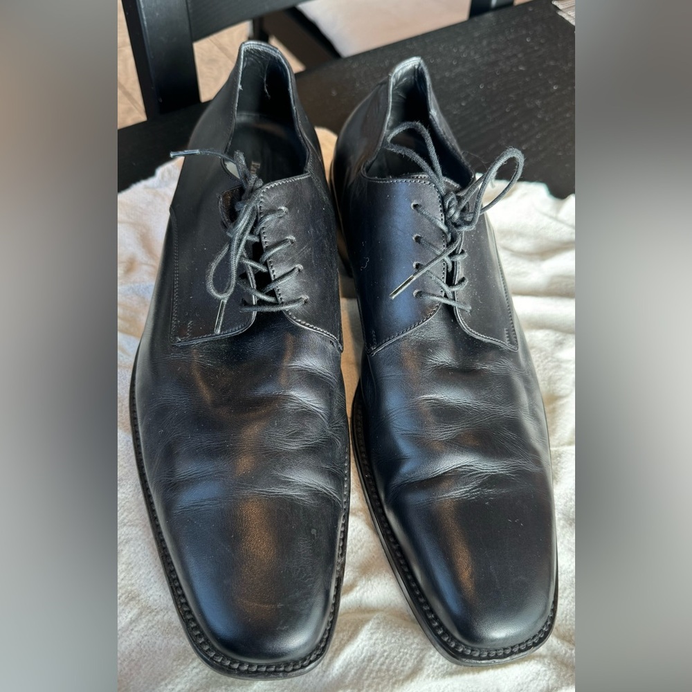 Zegna Men’s Black Leather Oxford Made in Italy